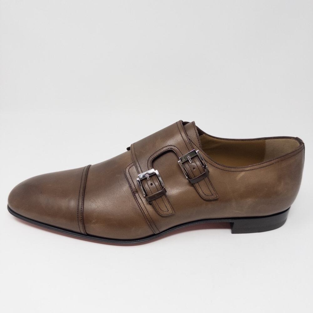 Christian Louboutin Mortimer Brown Leather Monk Strap Loafers Men’s 44 EU